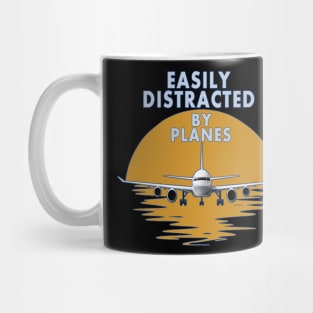 Easily Distracted By Airplanes Retro Airplane Funny Pilot Mug